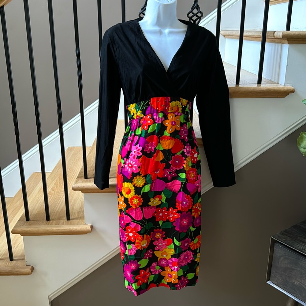 Vintage Spring 60 70s floral dress Stephen OGrady Size 4 party bright